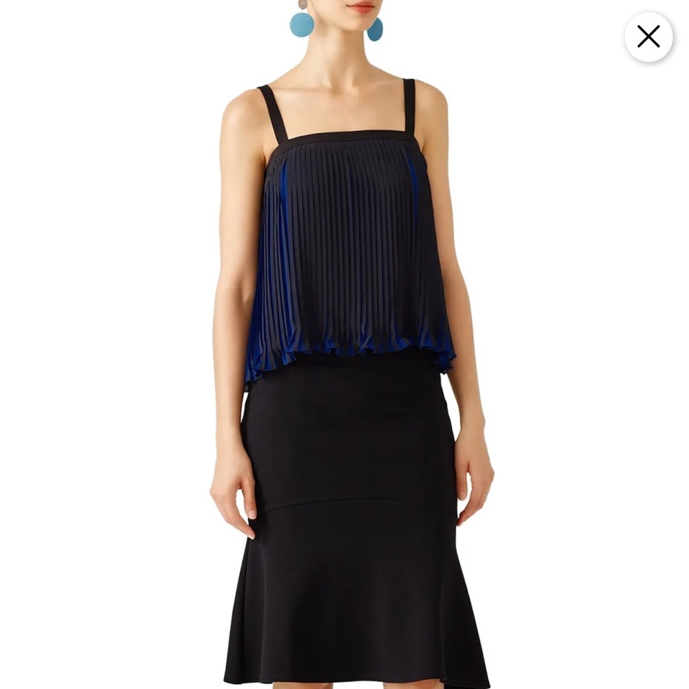 Waverly Grey-Blue & Black Pleated Top-Size Medium